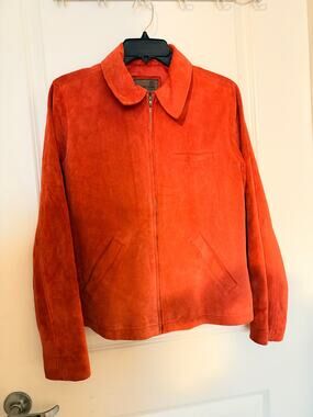 Brandon Thomas Vintage Orange Suede Zip Up Jacket medium
